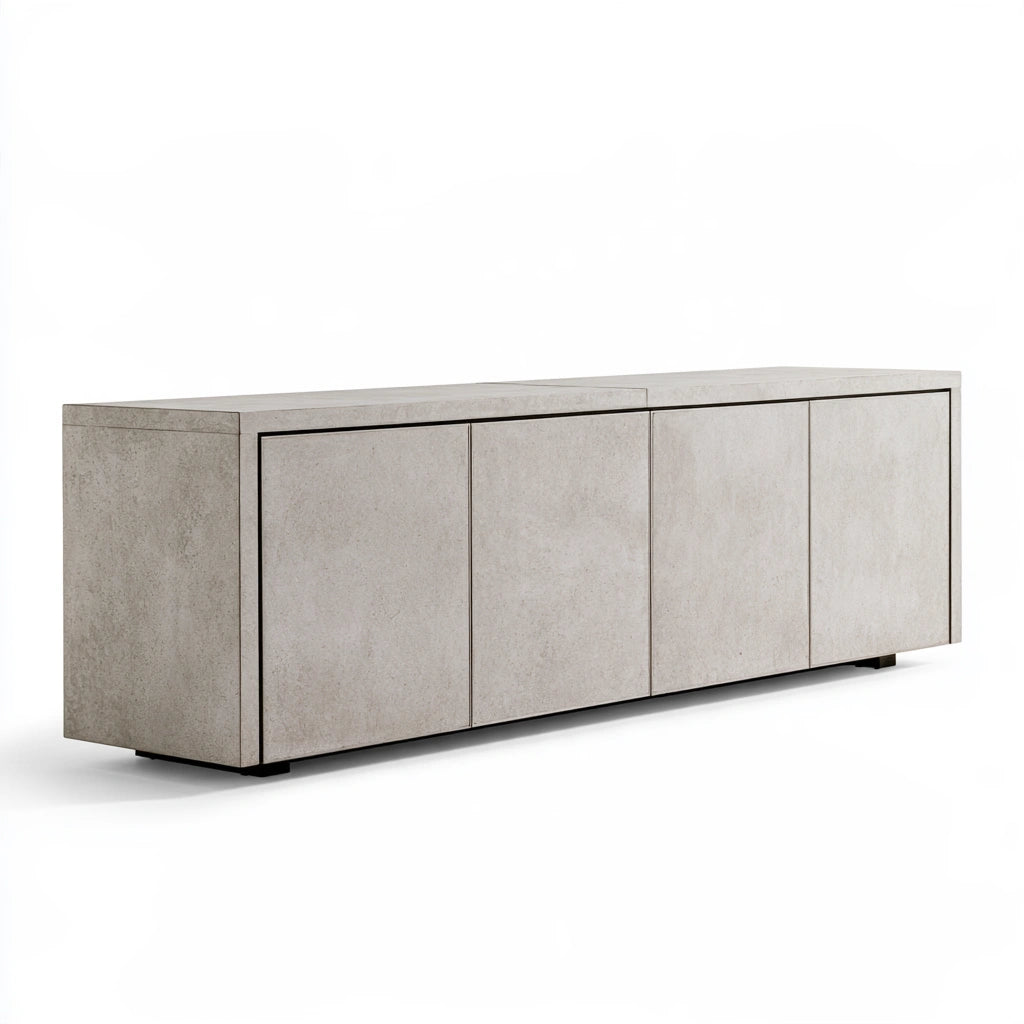 Buffet de rangement à quatre portes aux lignes épurées, coloris gris